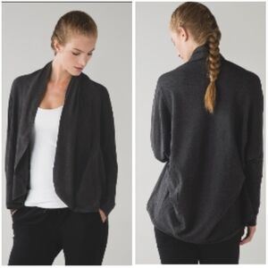Lululemon To & Flow Wrap Cardigan Womens 4 Heathered Mod Black‎ Athleisure Comfy
